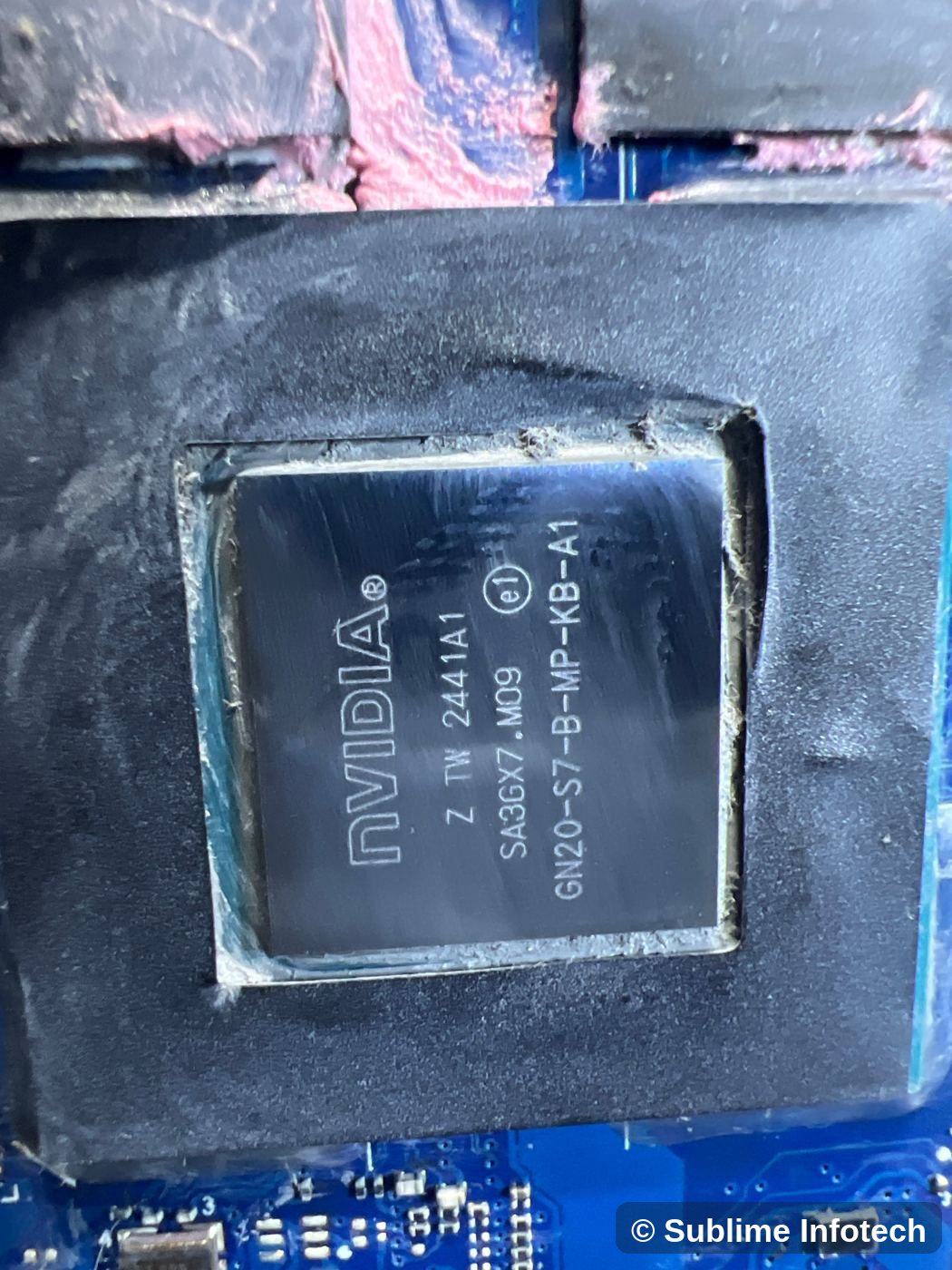 Graphics chip on a laptop motherboard